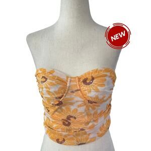 MNG Mango Yellow Strapless Underwired Crop Top Women Size XS NWT | 57-20